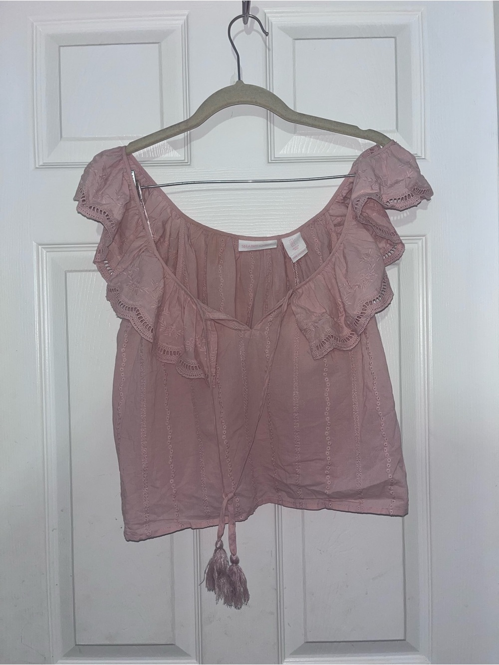Shabby Chic Dusty Rose Ruffle Off-Shoulder Camisole